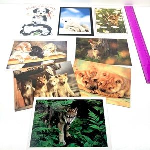 8 Assorted Animal Greeting Note Cards Blank Inside 1999/2001 Dog puppy deer bear